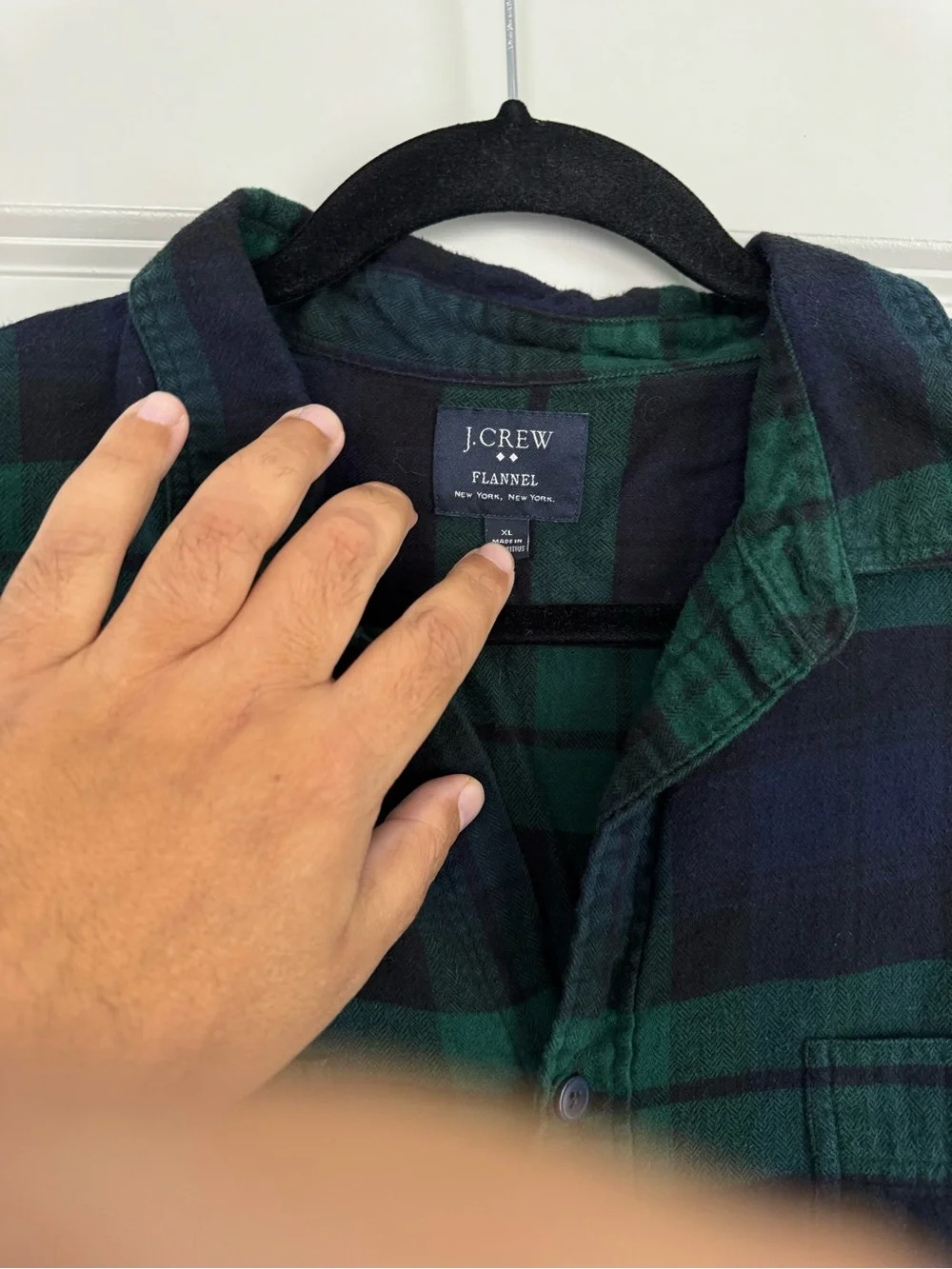 J. Crew Green and Navy Flannel Shirt
